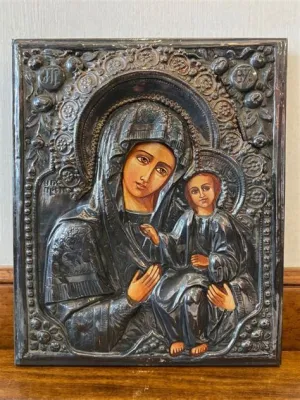 De Byzantijnse Madonna met Rijke Gouden Kleuren en Mystieke Aura!